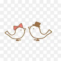小鸟结婚卡通矢量素材-空若网 小鸟结婚卡通矢量素材-空若网