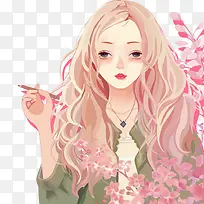 卡通手绘粉色美少女-空若网 卡通手绘粉色美少女-空若网