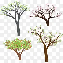 矢量4根小树-空若网 矢量4根小树-空若网