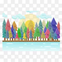 河边三角形的树林矢量图-空若网 河边三角形的树林矢量图-空若网