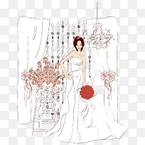 手捧花新娘矢量-空若网 手捧花新娘矢量-空若网
