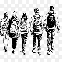 黑色青少年线稿背影矢量-空若网 黑色青少年线稿背影矢量-空若网