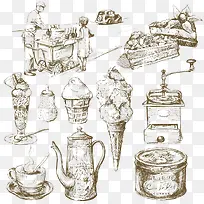 复古手绘食物矢量素材-空若网 复古手绘食物矢量素材-空若网