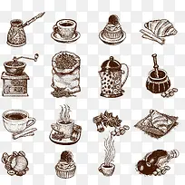 矢量手绘咖啡元素-空若网 矢量手绘咖啡元素-空若网