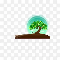 矢量绿蓝色发光许愿树图案-空若网 矢量绿蓝色发光许愿树图案-空若网