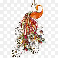 矢量水彩孔雀-空若网 矢量水彩孔雀-空若网