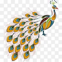 矢量橙色卡通孔雀-空若网 矢量橙色卡通孔雀-空若网