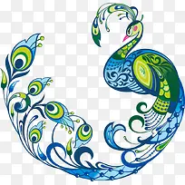 矢量蓝色孔雀-空若网 矢量蓝色孔雀-空若网