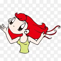 手绘卡通长发女孩子-空若网 手绘卡通长发女孩子-空若网