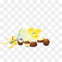 旁边放鲜花的甜点-空若网 旁边放鲜花的甜点-空若网