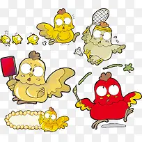 矢量小鸡母鸡可爱卡通生肖鸡-空若网 矢量小鸡母鸡可爱卡通生肖鸡-空若网