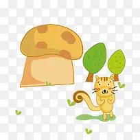 矢量卡通蘑菇树木老虎-空若网 矢量卡通蘑菇树木老虎-空若网