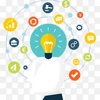 创意大脑思维插画矢量素材-空若网 创意大脑思维插画矢量素材-空若网