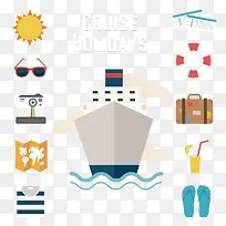 假日游轮旅游元素矢量-空若网 假日游轮旅游元素矢量-空若网