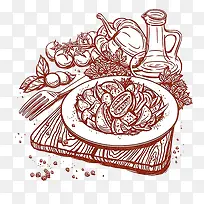 单色手绘美食蔬菜水果-空若网 单色手绘美食蔬菜水果-空若网