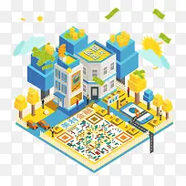 扁平化卡通二维码框-空若网 扁平化卡通二维码框-空若网