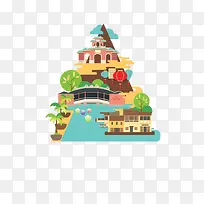 扁平化卡通建筑-空若网 扁平化卡通建筑-空若网