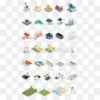 扁平化建筑图标-空若网 扁平化建筑图标-空若网