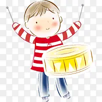 手绘打鼓男孩-空若网 手绘打鼓男孩-空若网