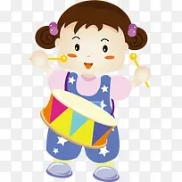 可爱打鼓女孩儿童-空若网 可爱打鼓女孩儿童-空若网