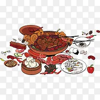 手绘火锅材料素材-空若网 手绘火锅材料素材-空若网
