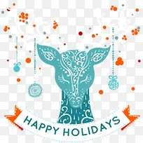 圣诞节鹿头装饰图案-空若网 圣诞节鹿头装饰图案-空若网
