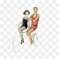 插画-情侣骑车-空若网 插画-情侣骑车-空若网