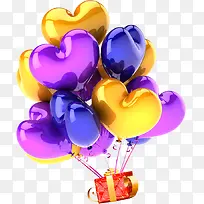 紫色黄色蓝色爱心气球-空若网 紫色黄色蓝色爱心气球-空若网