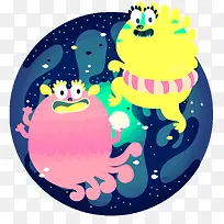 矢量卡通小怪兽-空若网 矢量卡通小怪兽-空若网