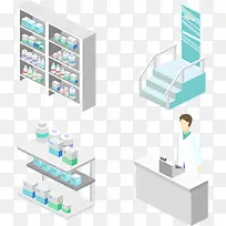 矢量药店场景扁平化-空若网 矢量药店场景扁平化-空若网