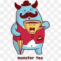 卡通喝咖啡怪物先生-空若网 卡通喝咖啡怪物先生-空若网