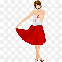 手提红裙子的时尚矢量美女-空若网 手提红裙子的时尚矢量美女-空若网
