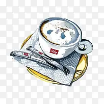 奶油咖啡手绘画素材图片-空若网 奶油咖啡手绘画素材图片-空若网