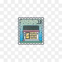 创意手绘房子邮票-空若网 创意手绘房子邮票-空若网