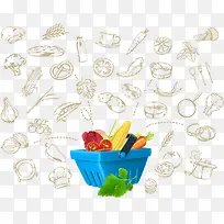 卡通蔬菜篮子矢量-空若网 卡通蔬菜篮子矢量-空若网