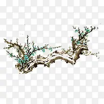 干枯树枝青色梅花-空若网 干枯树枝青色梅花-空若网