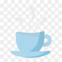 矢量手绘蓝色热水茶杯-空若网 矢量手绘蓝色热水茶杯-空若网