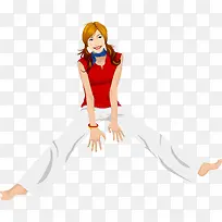 做运动的红衣女孩矢量素材-空若网 做运动的红衣女孩矢量素材-空若网