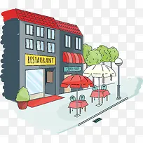 街道插画-空若网 街道插画-空若网