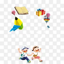 创意扁平创意铅笔热气球礼物-空若网 创意扁平创意铅笔热气球礼物-空若网