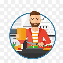 矢量扁平化做饭的男人-空若网 矢量扁平化做饭的男人-空若网