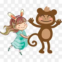 卡通小人和动物剪影-空若网 卡通小人和动物剪影-空若网