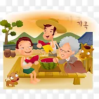 卡通家庭插画矢量素材-空若网 卡通家庭插画矢量素材-空若网