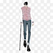 休闲朋克男式时装设计插画-空若网 休闲朋克男式时装设计插画-空若网