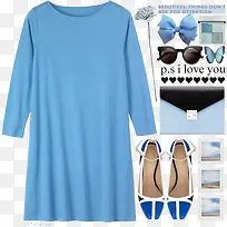 蓝色系女式上衣服装搭配-空若网 蓝色系女式上衣服装搭配-空若网