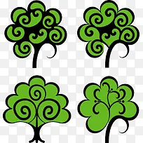 矢量绿色卷纹树-空若网 矢量绿色卷纹树-空若网
