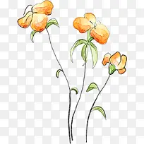 创意合成手绘橙色的花卉植物-空若网 创意合成手绘橙色的花卉植物-空若网
