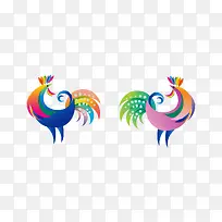 卡通扁平化彩色公鸡-空若网 卡通扁平化彩色公鸡-空若网