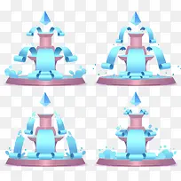 手绘蓝色可爱喷泉-空若网 手绘蓝色可爱喷泉-空若网