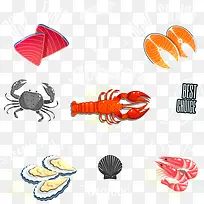 矢量彩色的海鲜食物-空若网 矢量彩色的海鲜食物-空若网
